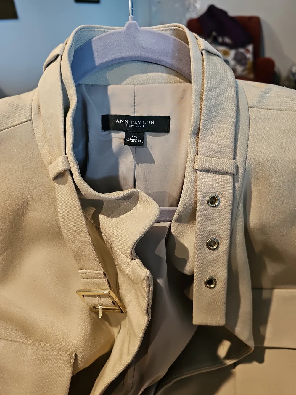 Ann Taylor Beige Women's Military-Style Blazer - Picture 2 of 9